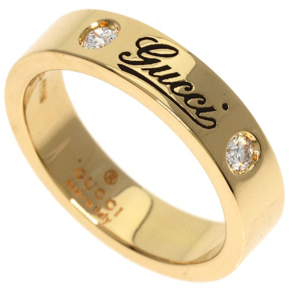 Gucci Icon Print 2P Diamond #5 Ring, K18 Yellow Gold, Women's, GUCCI - Picture 1 of 9
